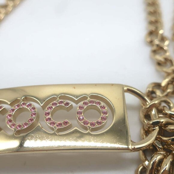 Chanel 02P Coco Name Plate Chain Belt Pink Crystals - Picture 4 of 6